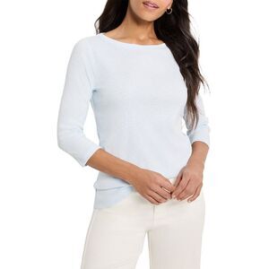 Nic+Zoe Womens 3/4 Sleeve Boat T-Shirt, Blue